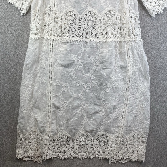 Origami boho duster cardigan wrap M/L ruana crochet lace cotton tie front long - Picture 8 of 12